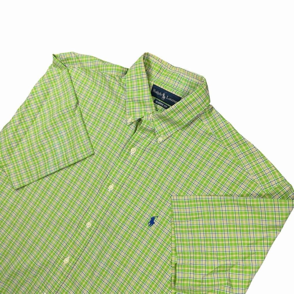 Polo Ralph Lauren Classic Fit Men’s Large Green Plaid Button Down Short Sleeve